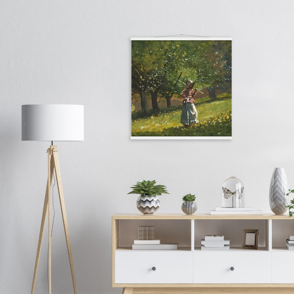 Girl with Hay Rake by Winslow Homer Poster with Hanger