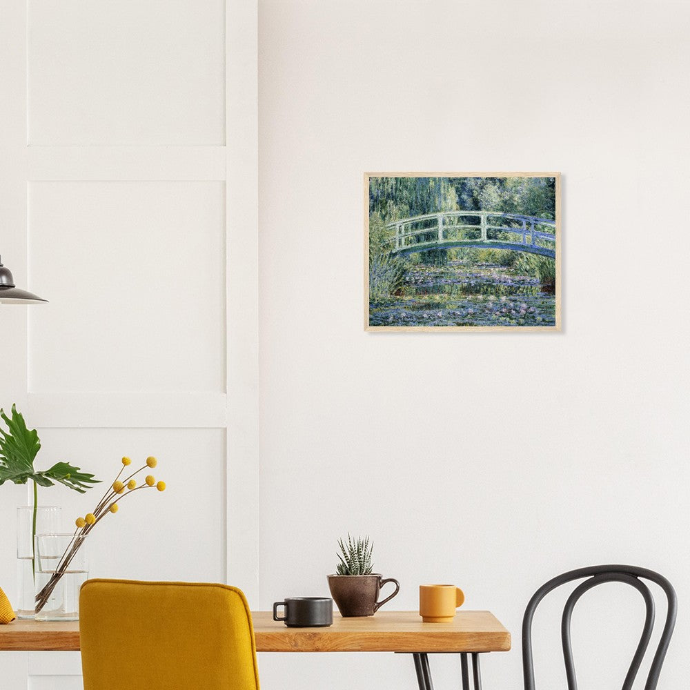 Claude Monet's "Water Lilies and Japanese Bridge" Wooden Framed Poster