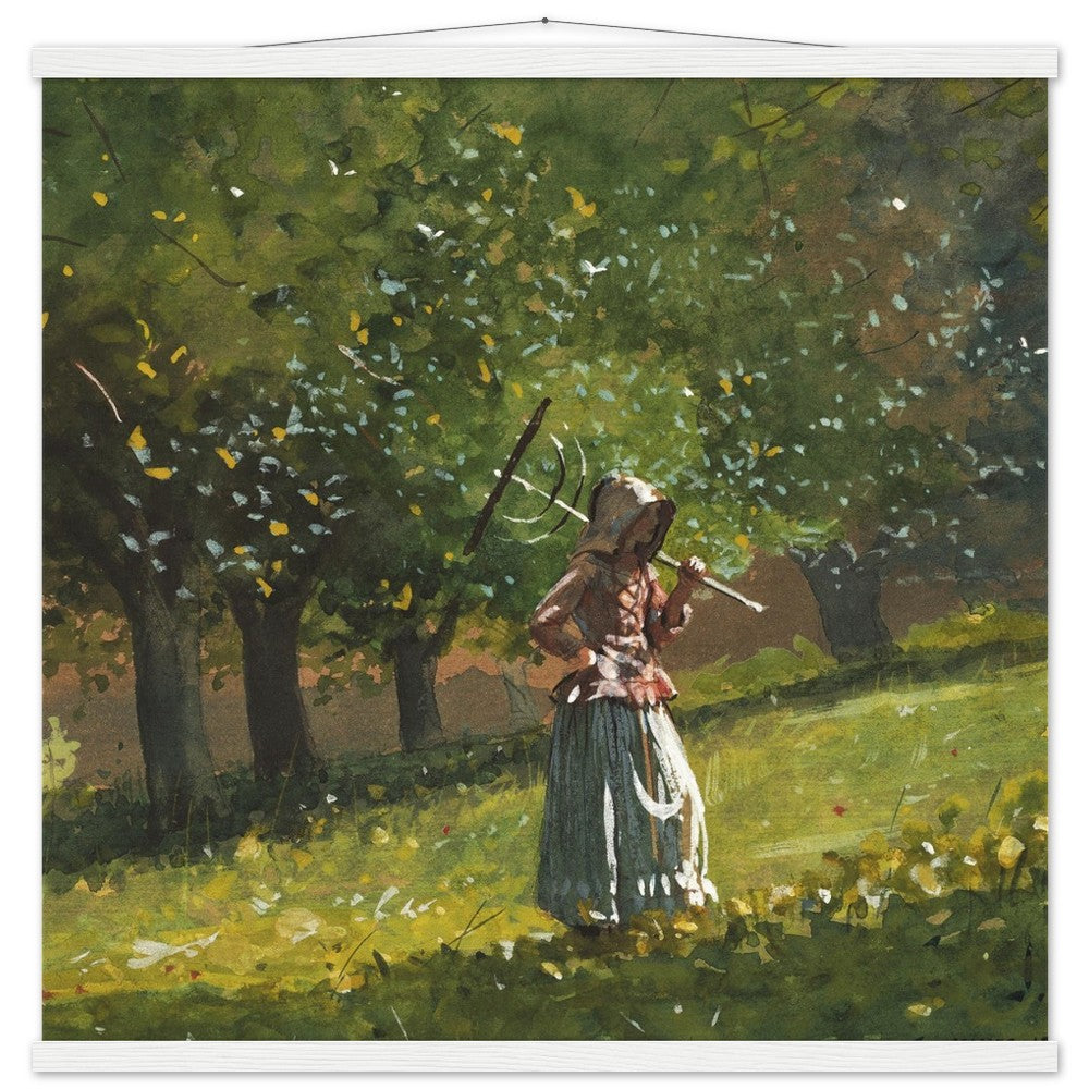 Girl with Hay Rake by Winslow Homer Poster with Hanger