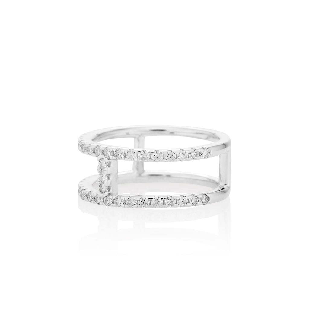 1.5mm Moissanite H Ring in 925 Sterling Silver