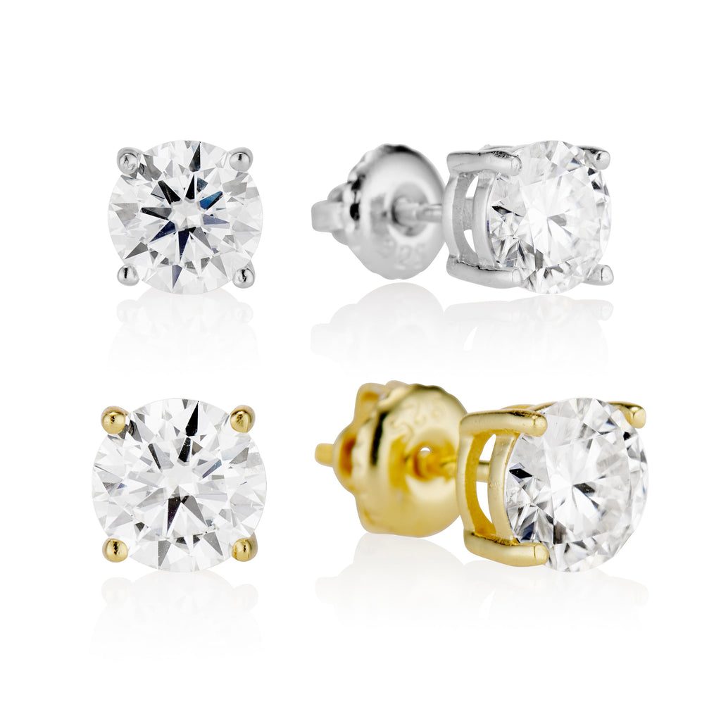 Moissanite Round Cut Stud Earrings