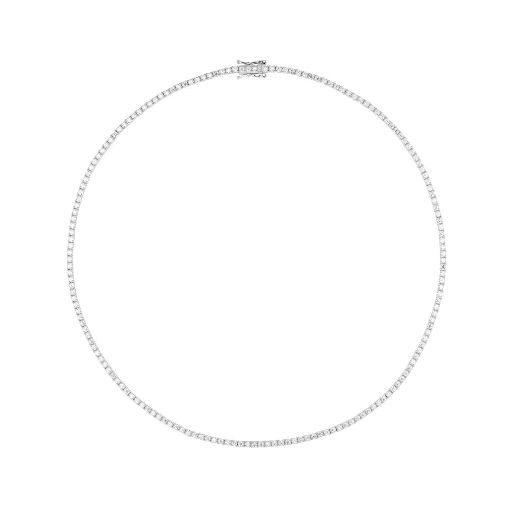 2mm Moissanite Tennis Necklace in Solid 925 Silver