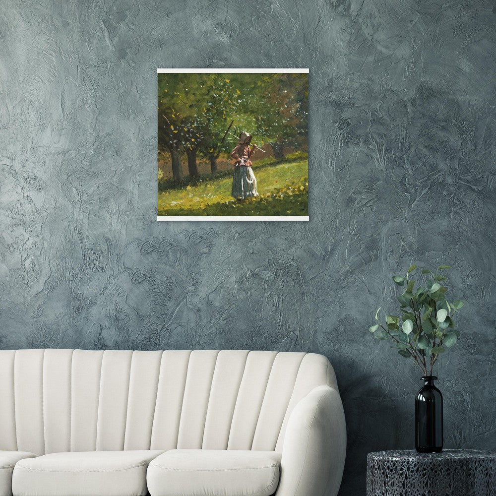 Girl with Hay Rake by Winslow Homer Poster with Hanger