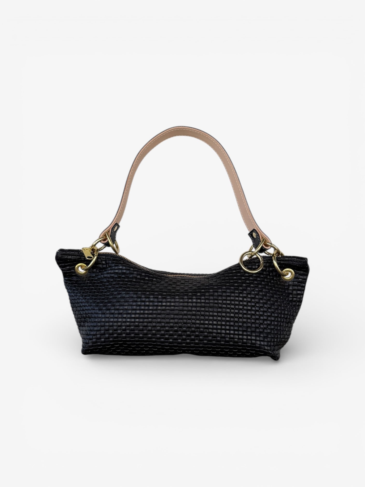 Blair Shoulder Bag, Black Embossed Leather