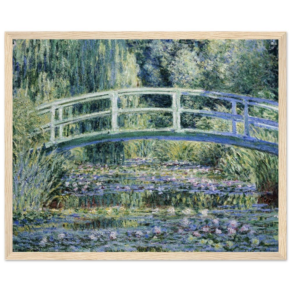 Claude Monet's "Water Lilies and Japanese Bridge" Wooden Framed Poster