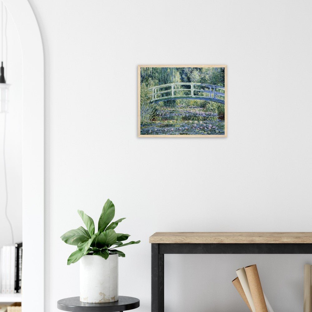 Claude Monet's "Water Lilies and Japanese Bridge" Wooden Framed Poster