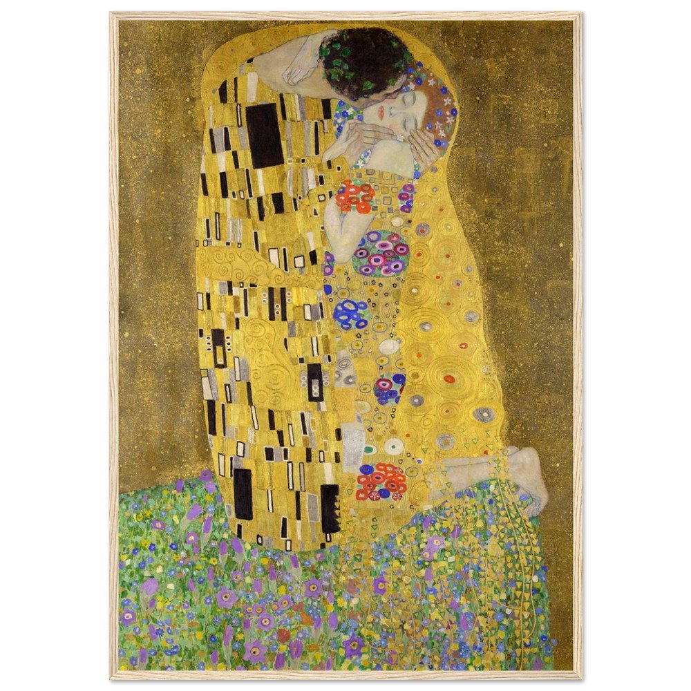 Gustav Klimt "The Kiss" Wooden Framed Poster