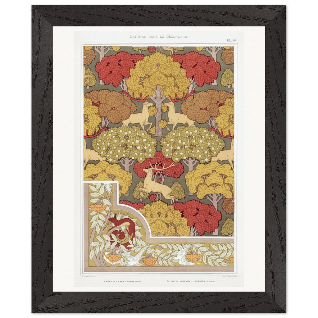 Premium Wooden Framed | Cerfs et arbres
